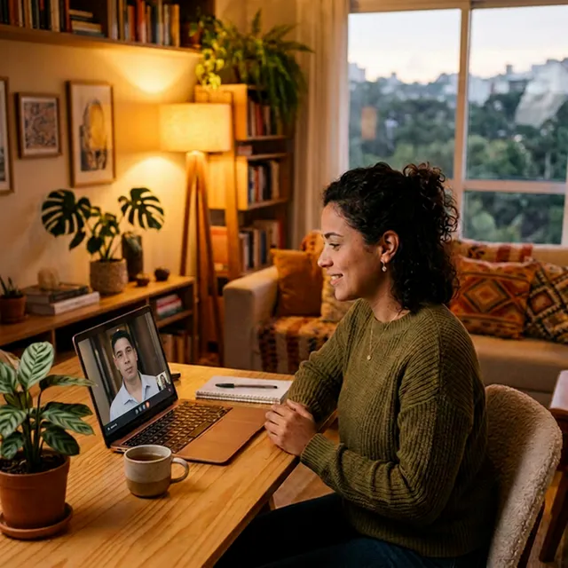 Dr. Leonardo realizando teleconsulta no Instituto Barros