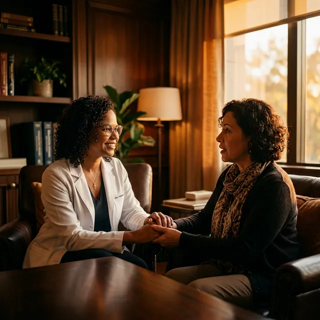 Dra. Francine em consulta empática com paciente no Instituto Barros